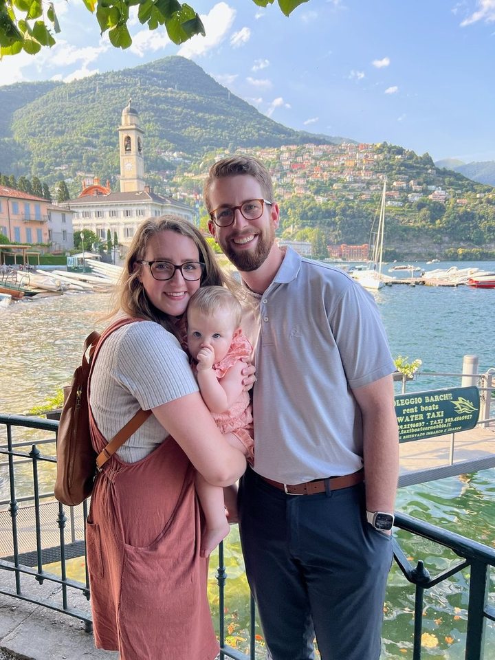 Jordan Leaman with his wife and daughter